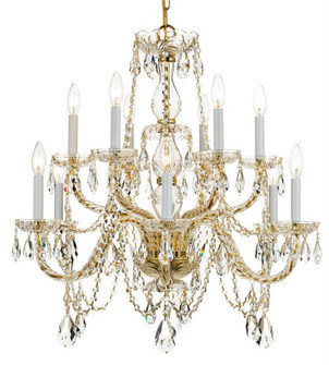 Traditional Crystal 12 Light Swarovski Strass Crystal Polished Brass Chandelier (205|1135-PB-CL-S)