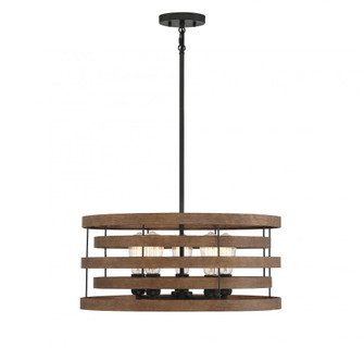 Blaine 5-Light Pendant in Natural Walnut with Black Accents (128|7-2966-5-36)