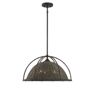 Trentino 3-Light Pendant in Gunsmoke with Gray Rattan (128|7-7777-3-181)