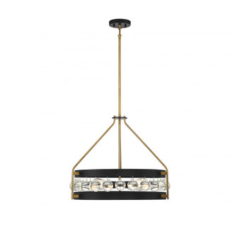 Edina 4-Light Pendant in Matte Black with Warm Brass Accents (128|7-192-4-143)