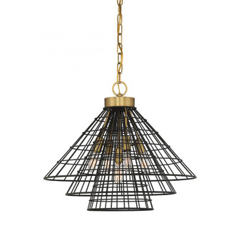 Lenox 5-Light Pendant in Matte Black with Warm Brass Accents (128|7-8850-5-143)