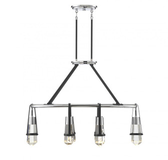 Denali 6-Light LED Linear Chandelier in Matte Black with Polished Chrome Accents (128|1-7708-6-67)