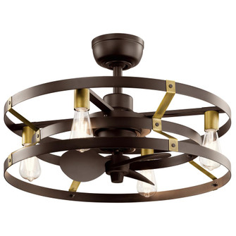 Cavelli 25 inch low profile ceiling fan in Satin Natural Bronze finish with Natural Brass accents (2|300040SNB)