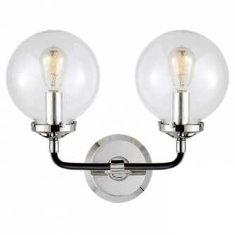 Bistro Double Light Curved Sconce (279|S 2026PN/BLK-CG)