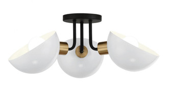 Gigi 3 Light Black + Aged Brass Semi Flush Mount (205|GIG-810-BK-AG)