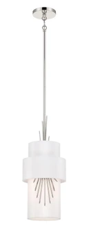 1 Light 9'' Mini Pendant in Polished Nickel with a White Silk Shade (77|P5391-613)