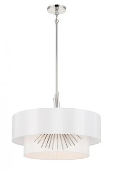 3 Light Pendant in Polished Nickel with a White Silk Shade (77|P5393-613)