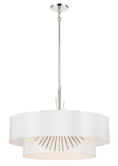 4 Light Pendant in Polished Nickel with a White Silk Shade (77|P5394-613)