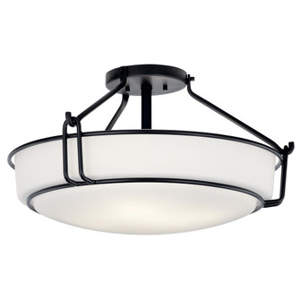 Alkire 22'' 4 light Semi Flush with Satin Etched White Glass in Brushed Nickel (2|44086BK)