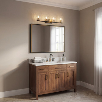 Sidney 4-Light Bathroom Vanity Light in Matte Black with Warm Brass Accents (128|8-1720-4-143)