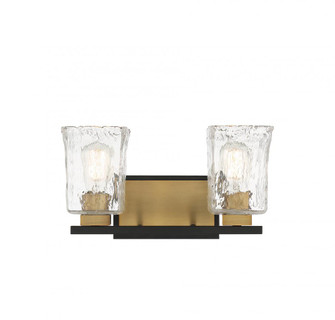 Sidney 2-Light Bathroom Vanity Light in Matte Black with Warm Brass Accents (128|8-1720-2-143)