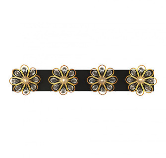 Poppy 4-Light Bathroom Vanity Light in Matte Black with Warm Brass Accents (128|8-1724-4-143)