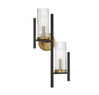 Midland 2-Light Wall Sconce in Matte Black with Warm Brass Accents (128|9-1905-2-143)