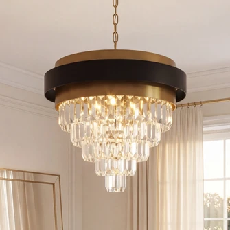 Marquise 4-Light Chandelier in Matte Black with Warm Brass Accents (128|1-1669-4-143)