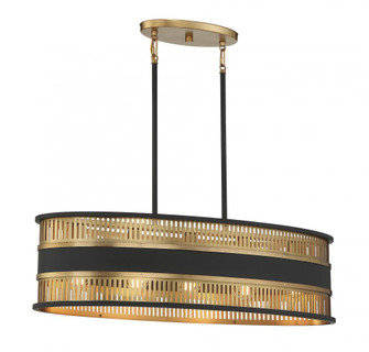 Eclipse 5-Light Linear Chandelier in Matte Black with Warm Brass Accents (128|1-1813-5-143)