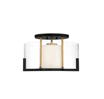 Eaton 1-Light Ceiling Light in Matte Black with Warm Brass Accents (128|6-1981-1-143)
