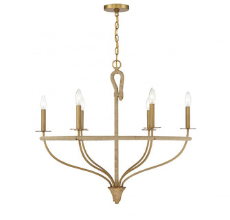 Charter 6-Light Chandelier in Warm Brass and Rope (128|1-1823-6-320)
