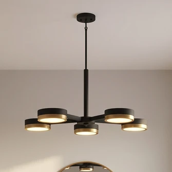 Ashor 5-Light LED Chandelier in Matte Black with Warm Brass Accents (128|1-1635-5-143)