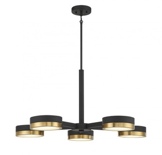 Ashor 5-Light LED Chandelier in Matte Black with Warm Brass Accents (128|1-1635-5-143)