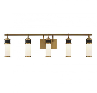 Abel 5-Light LED Bathroom Vanity Light in Matte Black with Warm Brass Accents (128|8-1638-5-143)