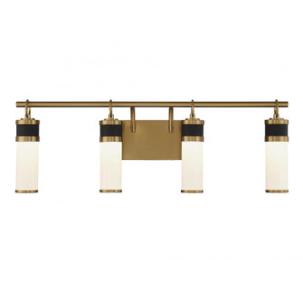 Abel 4-Light LED Bathroom Vanity Light in Matte Black with Warm Brass Accents (128|8-1638-4-143)