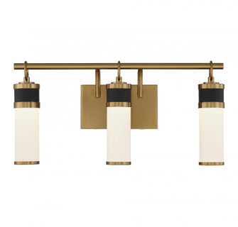 Abel 3-Light LED Bathroom Vanity Light in Matte Black with Warm Brass Accents (128|8-1638-3-143)