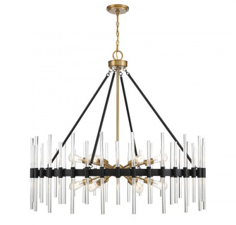 Santiago 12-Light Chandelier in Matte Black with Warm Brass Accents (128|1-1934-12-143)