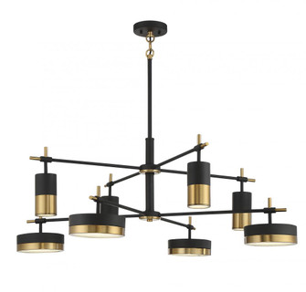 Ashor 8-Light LED Chandelier in Matte Black with Warm Brass Accents (128|1-1637-8-143)