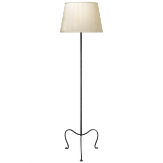Albert Petite Tri-Leg Floor Lamp in Aged Iron with Silk Box Pleat Shade (279|SP 1009AI-SBP)