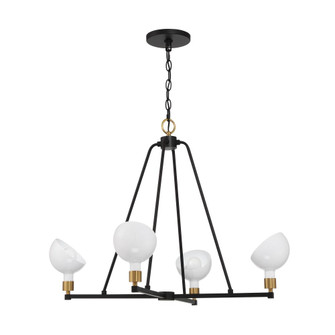 Gigi 4 Light Black + Aged Brass Chandelier (205|GIG-814-BK-AG)