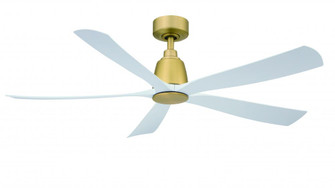 Kute5 52 inch Indoor/Outdoor Smart Ceiling Fan - Brushed Satin Brass with Matte White blades (90|FPD5534BS)