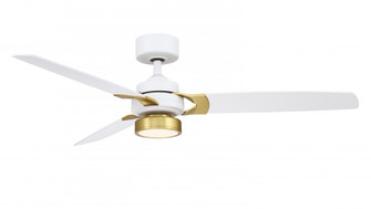 Amped 52 inch Indoor Ceiling Fan with LED Light Kit - Matte White and Brass with Matte White blades (90|FP7634MWBS)