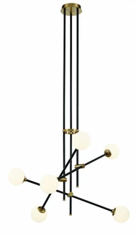 6 Light Pendant in Coal and Aged Brass Finish with Etched Opal Glass (77|P8155-681)