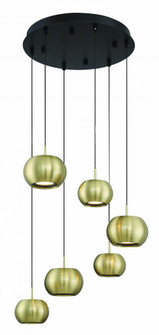 6 Light LED Pan Pendant in Coal and Brushed Gold Finish (77|P5474-884-L)