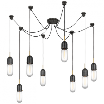 Junio 8-Light Chandelier in Bronze and Brass with Clear Glass (279|TOB 5645BZ/HAB-CG-8)