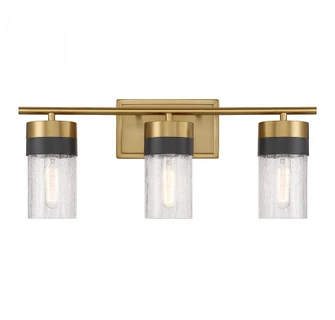 Brickell 3-Light Bathroom Vanity Light in Warm Brass and Black (128|8-3600-3-322)
