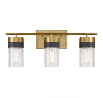 Brickell 3-Light Bathroom Vanity Light in Warm Brass and Black (128|8-3600-3-322)