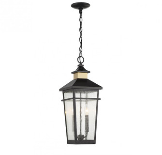 Kingsley 2-Light Outdoor Hanging Lantern in Matte Black with Warm Brass Accents (128|5-717-143)