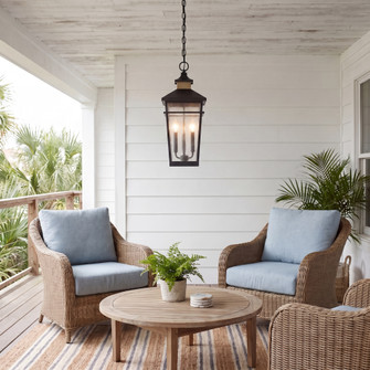 Kingsley 2-Light Outdoor Hanging Lantern in Matte Black with Warm Brass Accents (128|5-717-143)