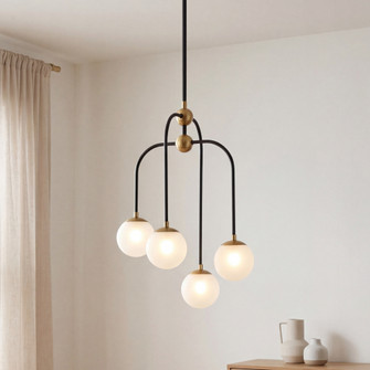 Couplet 4-Light Chandelier in Matte Black with Warm Brass Accents (128|1-6697-4-143)