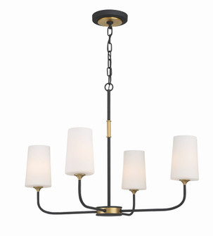 Niles 4 Light Black Forged + Modern Gold Chandelier (205|NIL-70014-BF-MG)