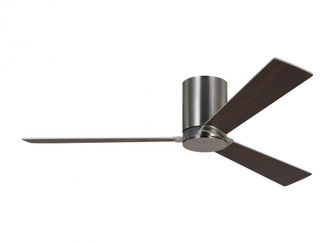 Rozzen 52-inch indoor/outdoor Energy Star hugger ceiling fan in brushed steel silver finish (6|3RZHR52BS)