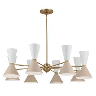 Phix 48.75 Inch 16 Light Chandelier in Champagne Bronze with Greige and White (2|52567CPZGRG)