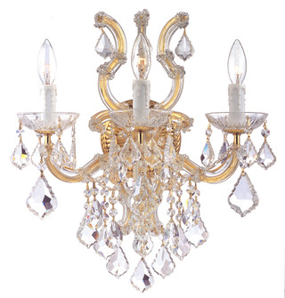 3 Light Gold Crystal Sconce Draped In Clear Hand Cut Crystal (205|4433-GD-CL-MWP)