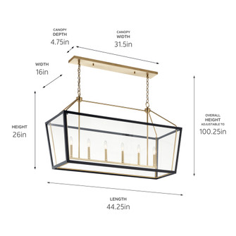 Linear Chandelier 6Lt (2|52622CPZBK)