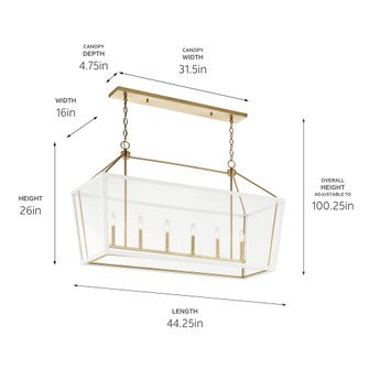 Linear Chandelier 6Lt (2|52622CPZWH)