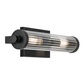 Azores 16'' 2-Light Wall Sconce with Clear Fluted Glass in Black (2|45648BK)