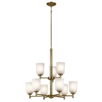 Shailene 26.5'' 9-Light Chandelier with Clear Satin Etched Glass in Natural Brass (2|43672NBR)
