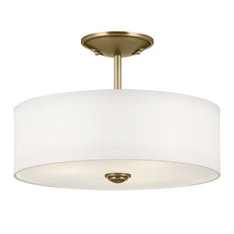 Shailene 10'' 3-Light Small Round Semi Flush with White Fabric Shade (2|43675NBR)