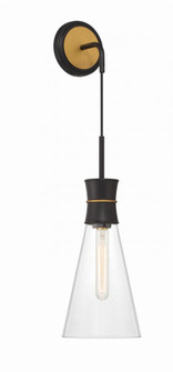 Quinn 7'' Matte Black + Textured Gold Sconce (205|QUN-1501-MK-TG)